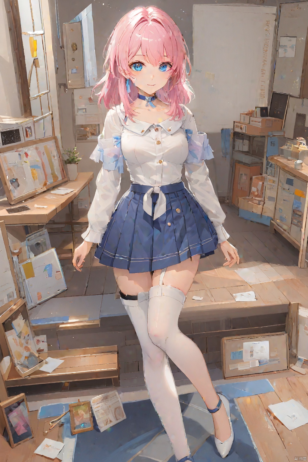 2d,动漫风格,插画,二次元人物,立绘,空白背景,全身画像,最佳质量,鲜艳色彩。
sanyueqi, 1st clothes, 1girl, blue skirt, pink hair, white shirt, bangs, long sleeves, blue eyes,