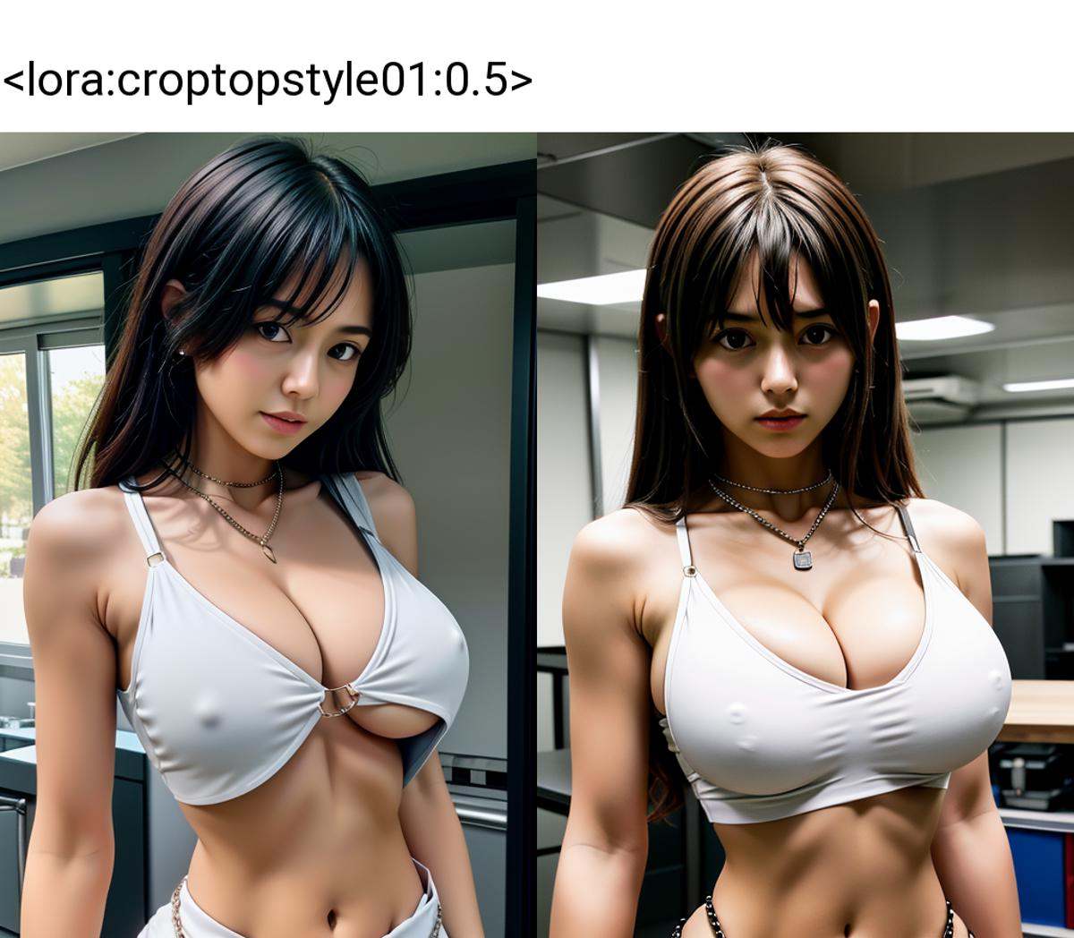 ((medium shot)),  ((crop top)),  chest chain on Tensor.Art
