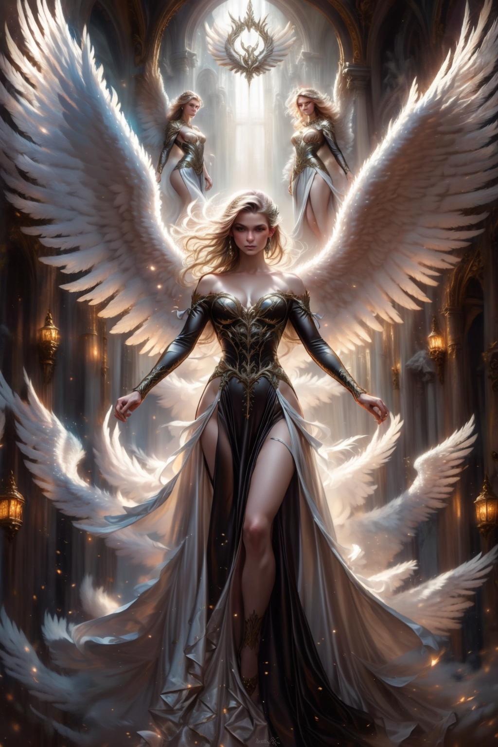 Portrait of woman,  half body portrait,  angel wings on Tensor.Art