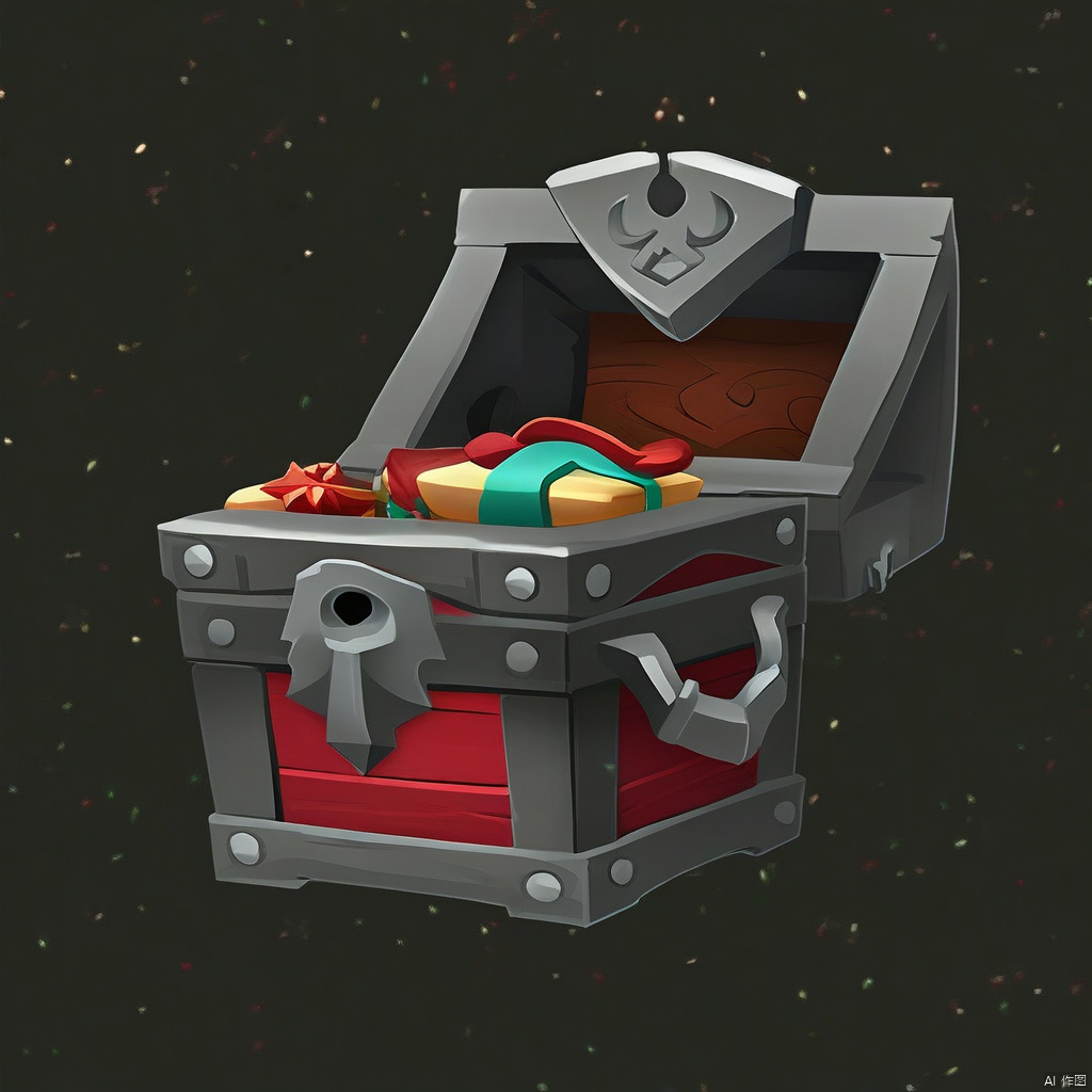 Game props, (Christmas themed mysterious treasure chest: 1.5) Exquisite treasure chest filled with Christmas gifts.