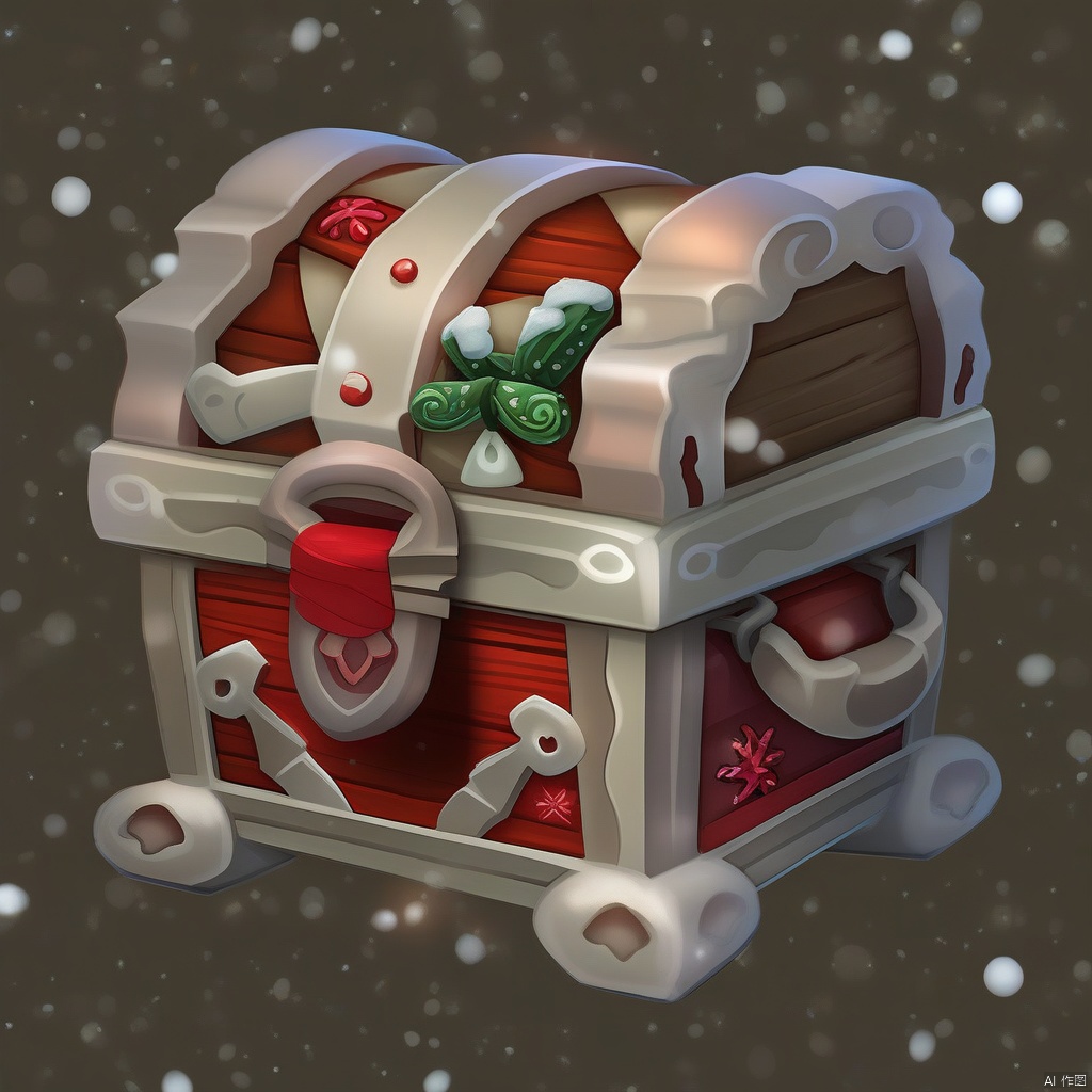 Game props, (Christmas themed mysterious treasure chest: 1.5) Exquisite treasure chest filled with Christmas gifts.