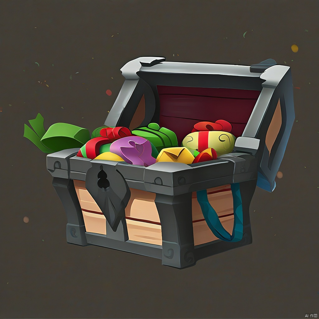 Game props, (Christmas themed mysterious treasure chest: 1.5) Exquisite treasure chest filled with Christmas gifts.