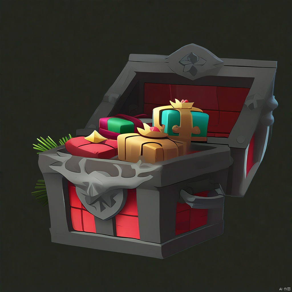 Game props, (Christmas themed mysterious treasure chest: 1.5) Exquisite treasure chest filled with Christmas gifts.