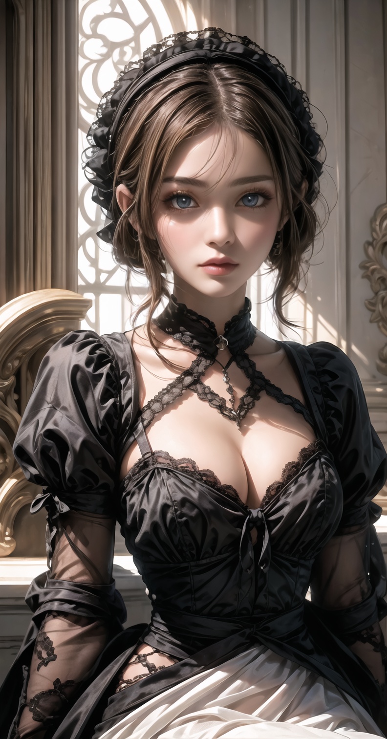 (A fusion of the noble fashions of Renaissance Europe and modern Gothic Lolita costumes,  the cat wears intricate ruffled...