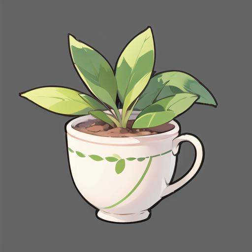 <lora:gmic ico_2d1.2-000012:0.5>,game icon  institute_\(icon\), a green plant with leaves on a gray background with a black border around it and a gray background with a black border around it, cup, full body, green background, grey background, leaf, outline, shiny, simple background