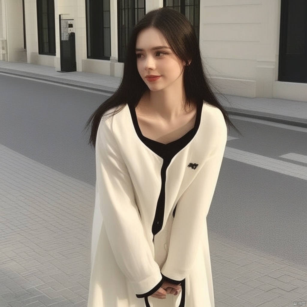 高清相机拍摄,清晰的细节,完美的脸,街拍女孩,全身照,eluosi