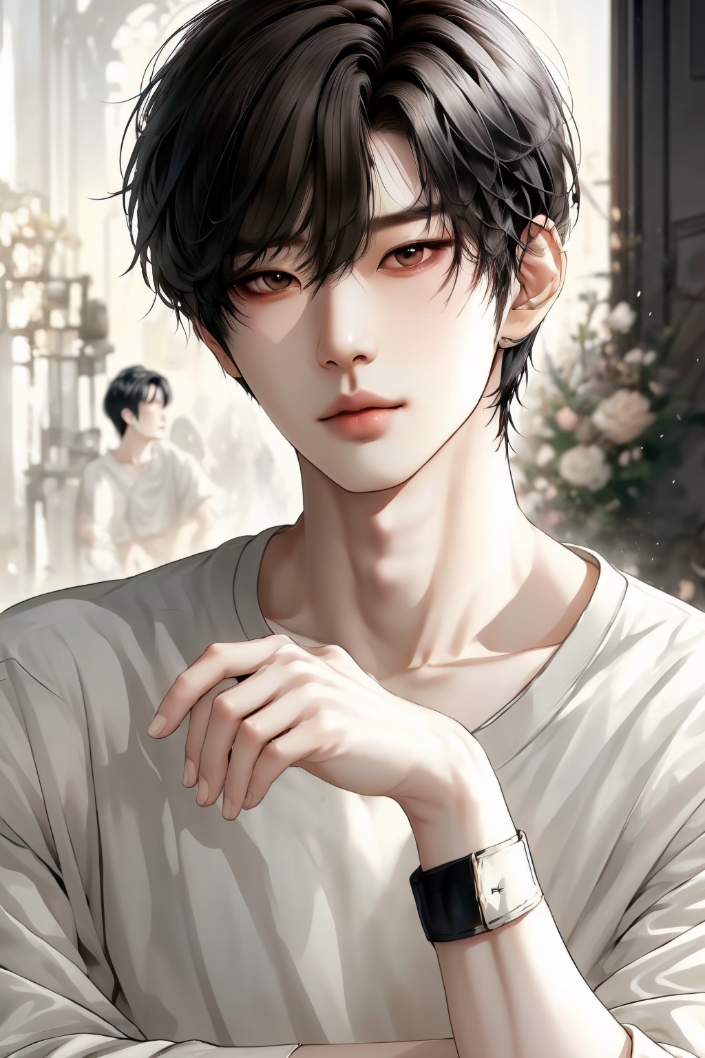 1boy,  hadnsome,  dark hair on Tensor.Art