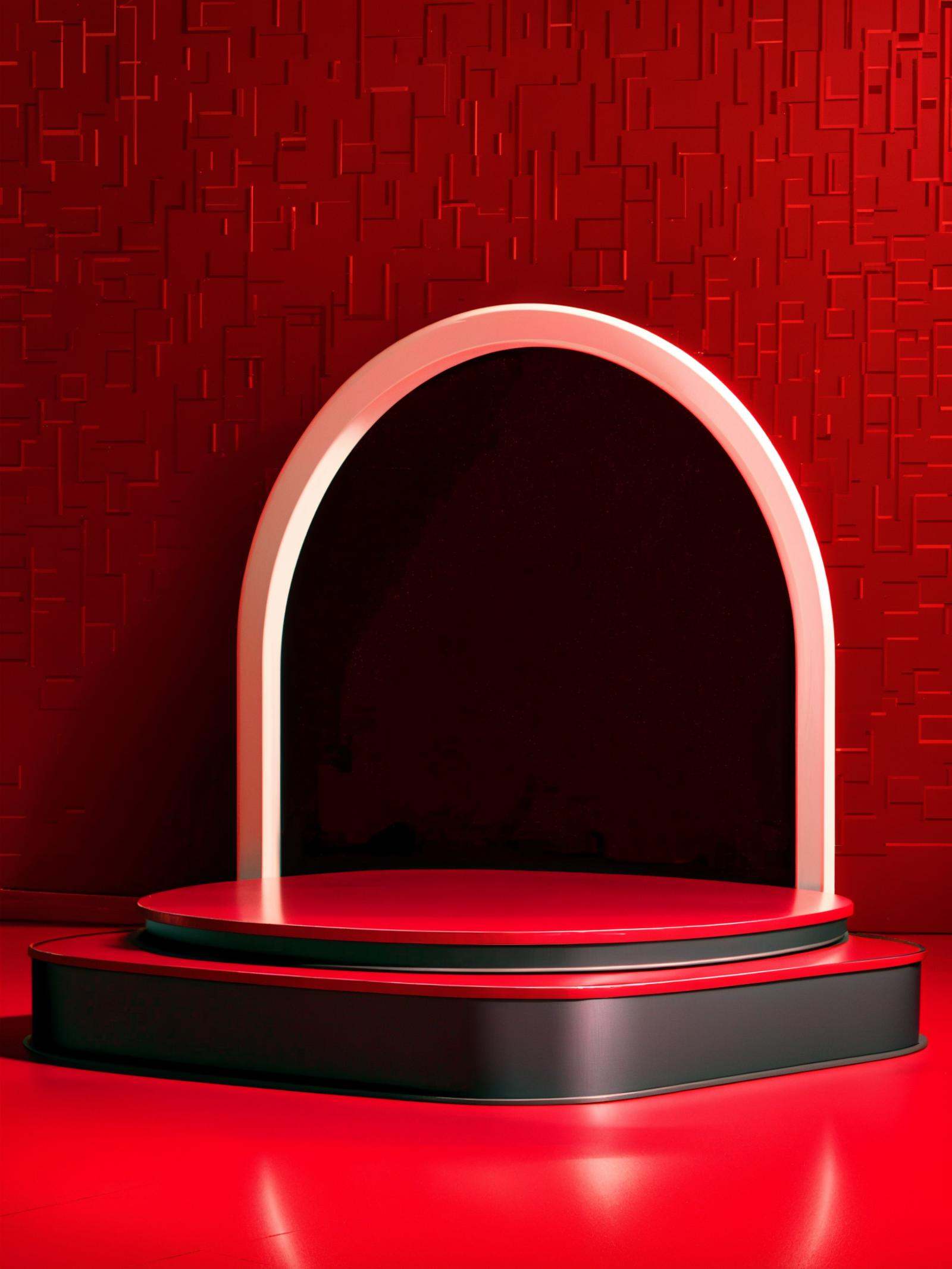 texture,HEZI,electronic mall scene,detail,rendering,no humans,red theme,red background,instrument,simple background,reflective floor,solo,stairs,reflection,gradient,pink theme,still life,gradient background,piano,<lora:电商场景-000014:0.7>,