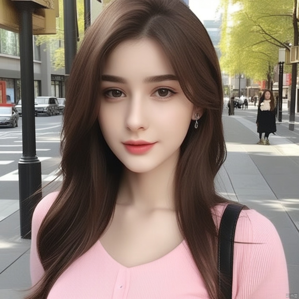 高清相机拍摄,清晰的细节,完美的脸,街拍女孩,全身照,eluosi