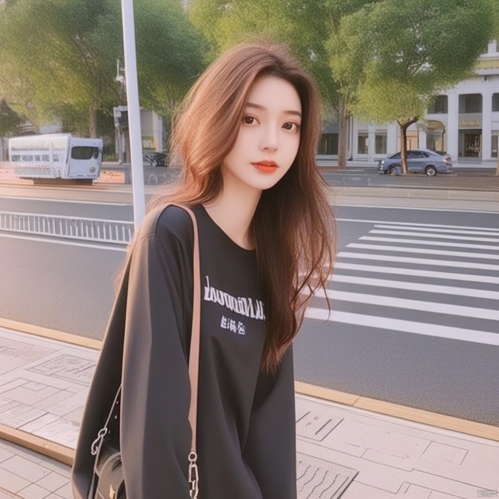 高清相机拍摄,清晰的细节,完美的脸,街拍女孩,全身照,eluosi