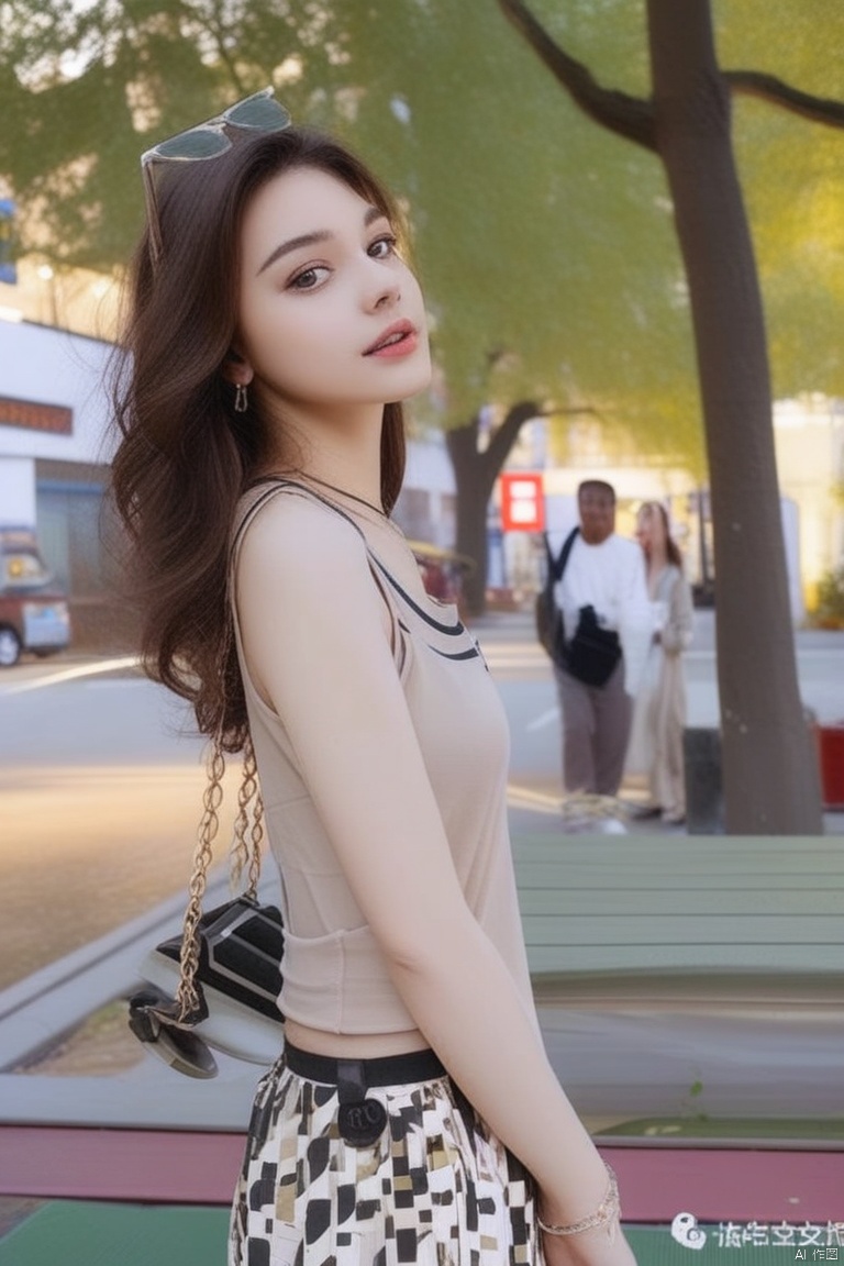 高清相机拍摄,清晰的细节,完美的脸,街拍女孩,全身照,eluosi