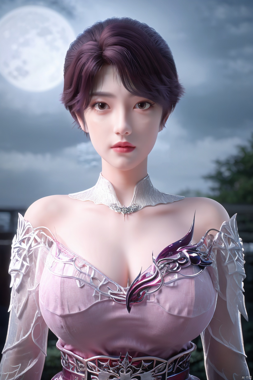 (Masterpiece:1.2), best quality,1girl,headwear,gufeng,petal,real,photo realistic,highly detailed,(masterpiece),(high quality),best quality,super detailed,full detail,4k,8k,(big breasts:1.59),X-Hydrangea,(full moon,Hydrangea:1.29),,X-Hydrangea,,Xluoyan