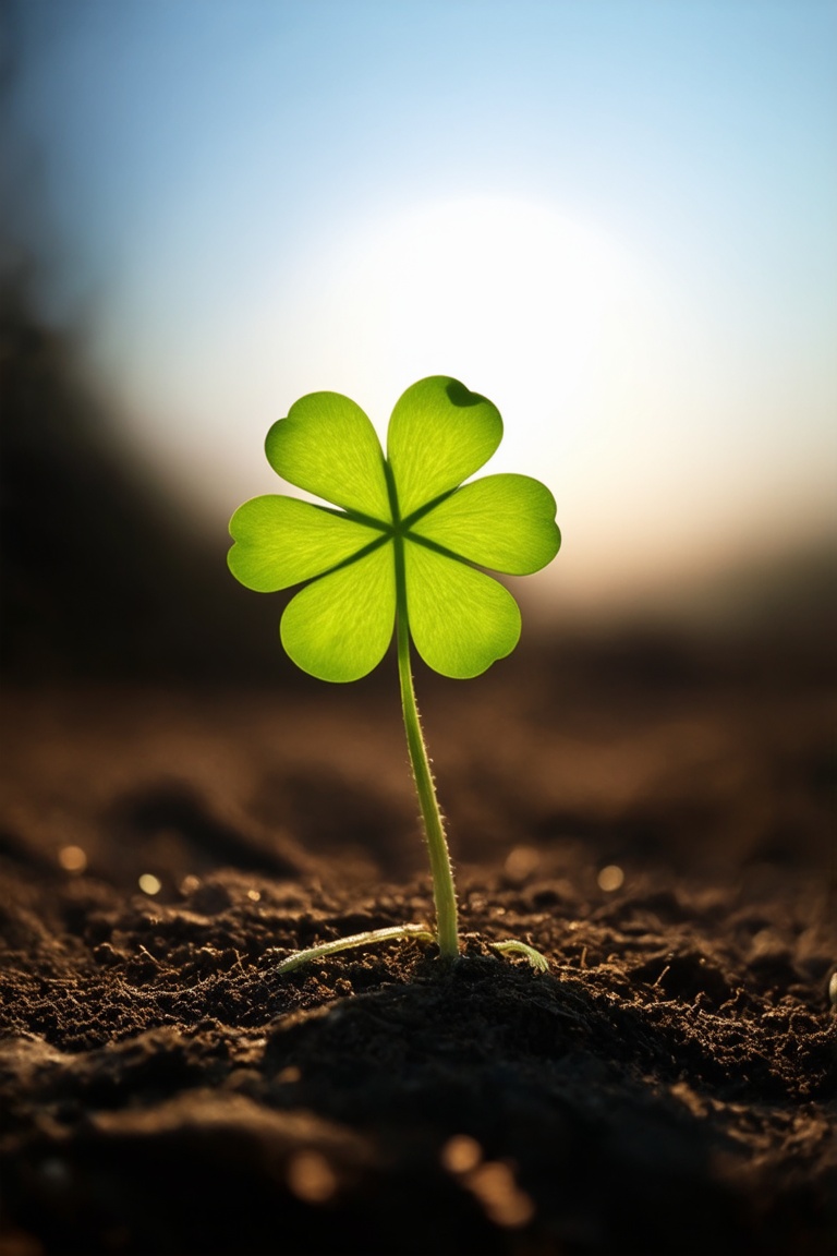 masterpiece,  professional macro photography,  small sprouting Clover plant (symbol of hope on Tensor.Art