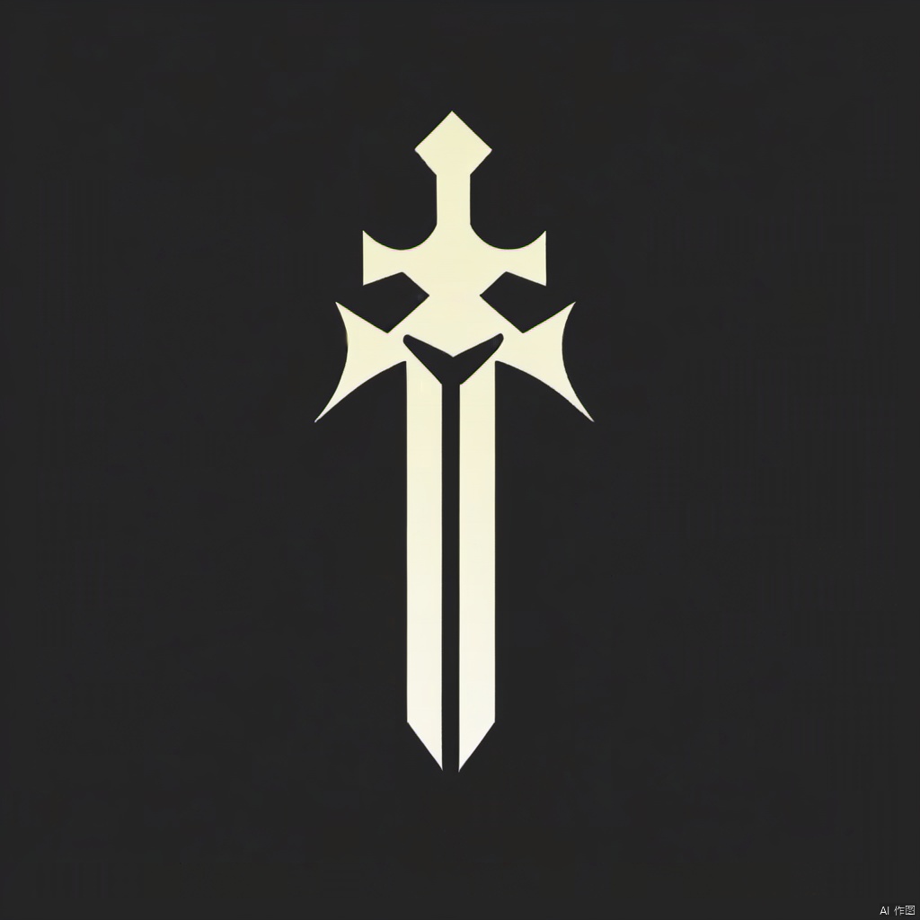 A black and white symbol, a sword