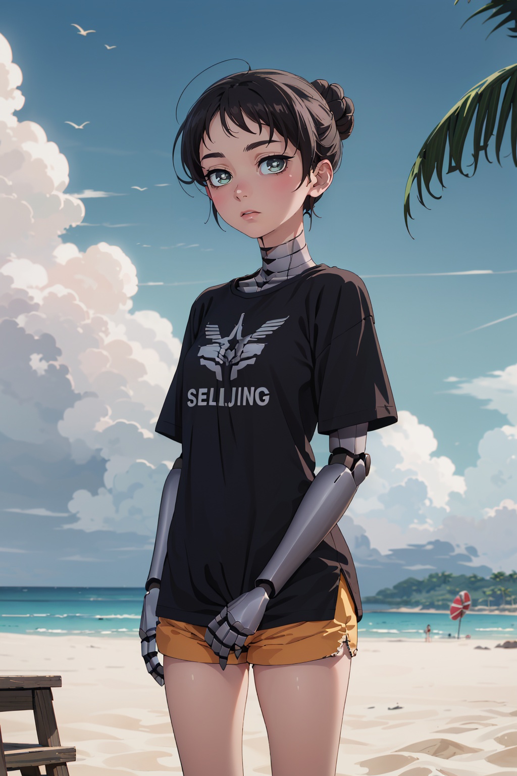 1girl,  robot_girl,  hair bun on Tensor.Art