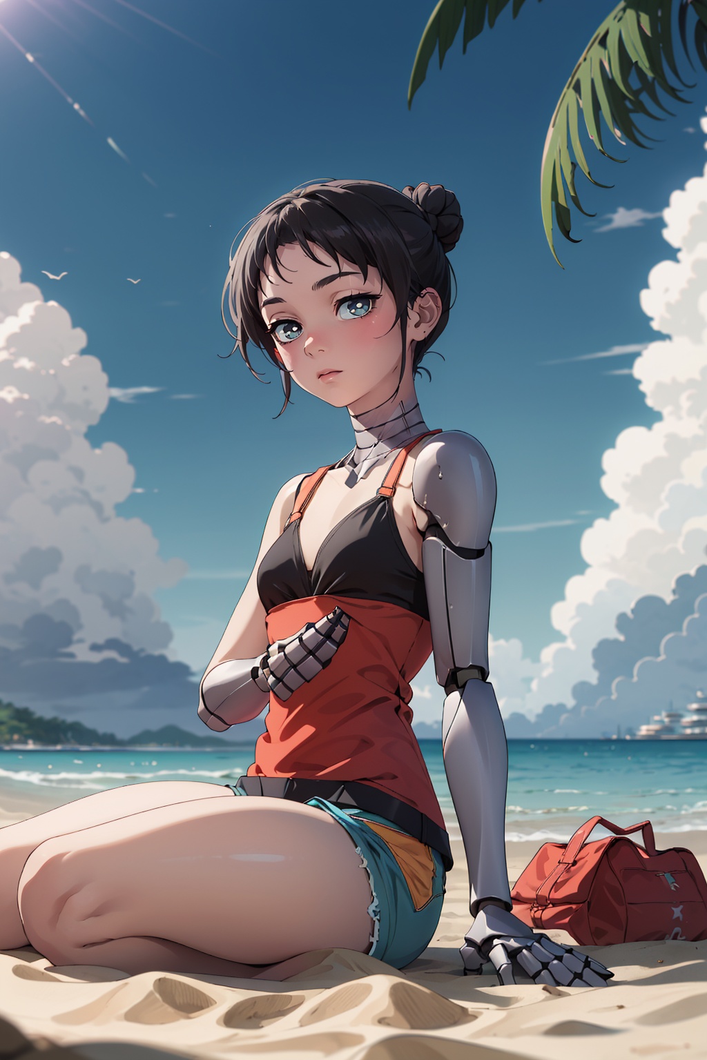 1girl,  robot_girl,  hair bun on Tensor.Art