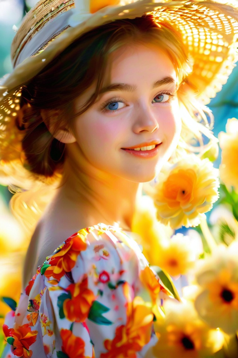 (extreme close up:1.4), (face focus:1.4),(side face:1.4)),(1girl surrounded by soft_light:1.4), (backlighting:1.4), (lighting),(flowing fabric:1.3), ((Floral_summer_dress:1.4),(Straw_hat:1.3)),
(masterpiece), realistic, HDR, highly detailed, 8k, raw photo,
ambient occlusion, natural, harmonious composition, warm tones, fine art photography,