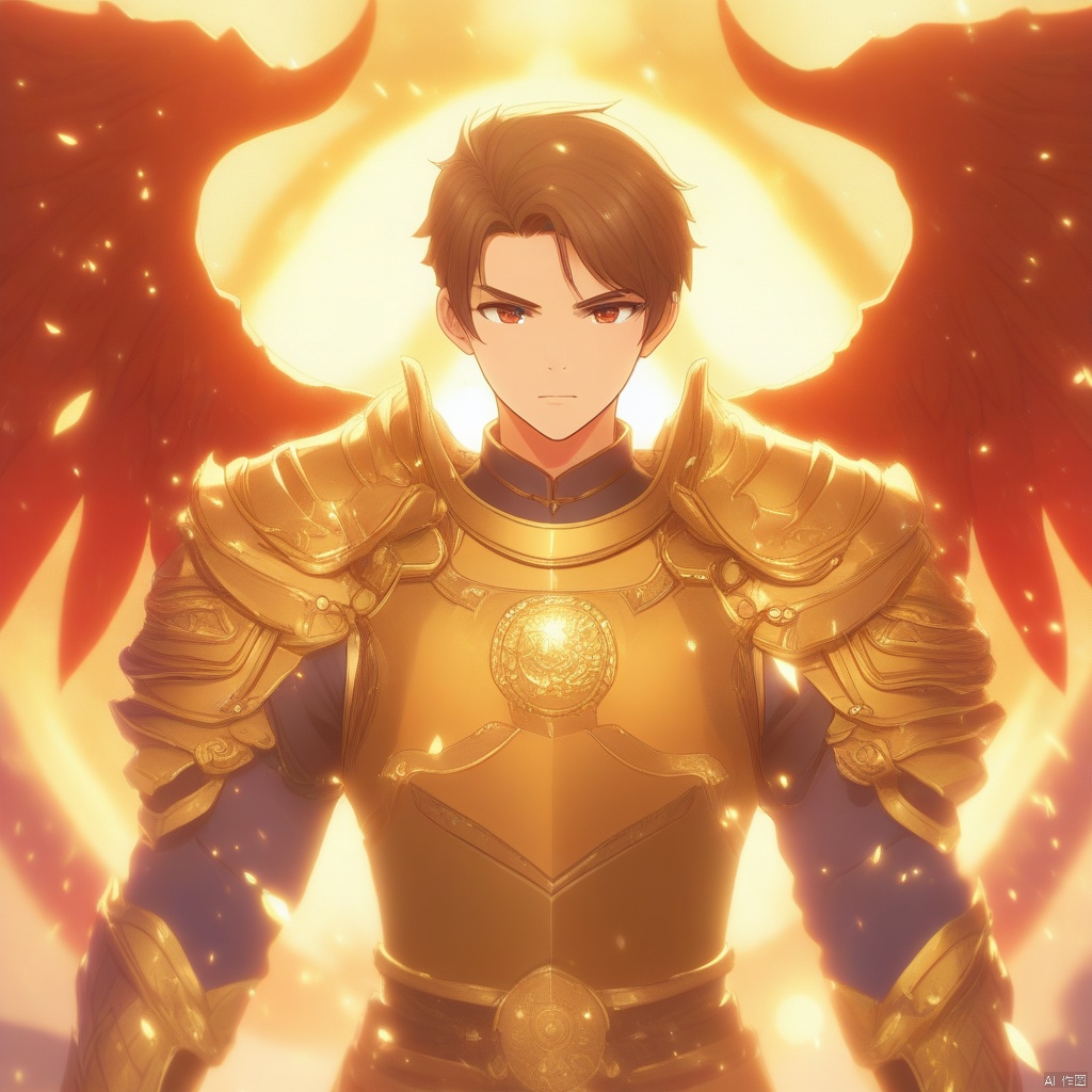 1boy, niji-style-1, armor, wings, male focus