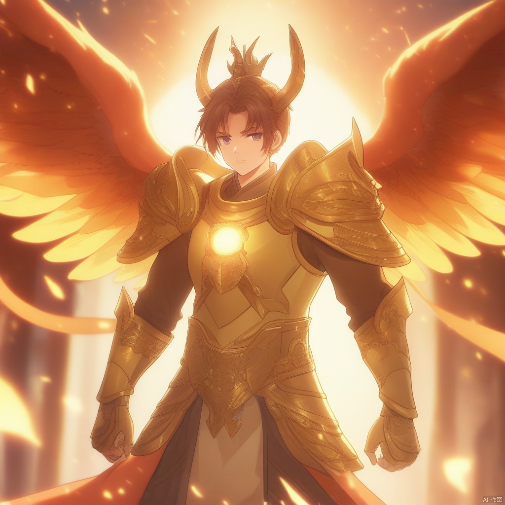 1boy, niji-style-1, armor, wings, male focus