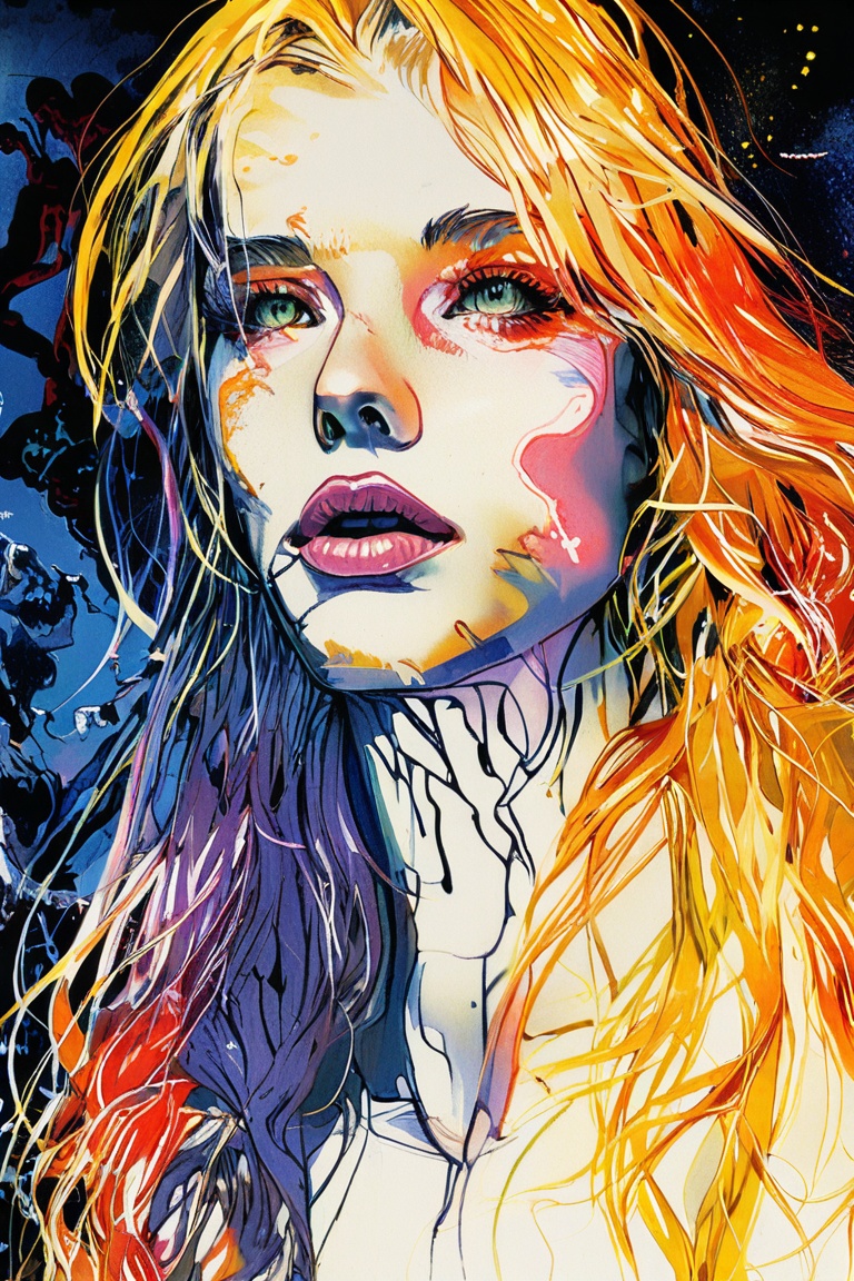 Silhouette Art,  hyperrealistic art breathtaking a lineart (vibrant alcohol ink sketch). [magnificent faetastic ,  shiny o...