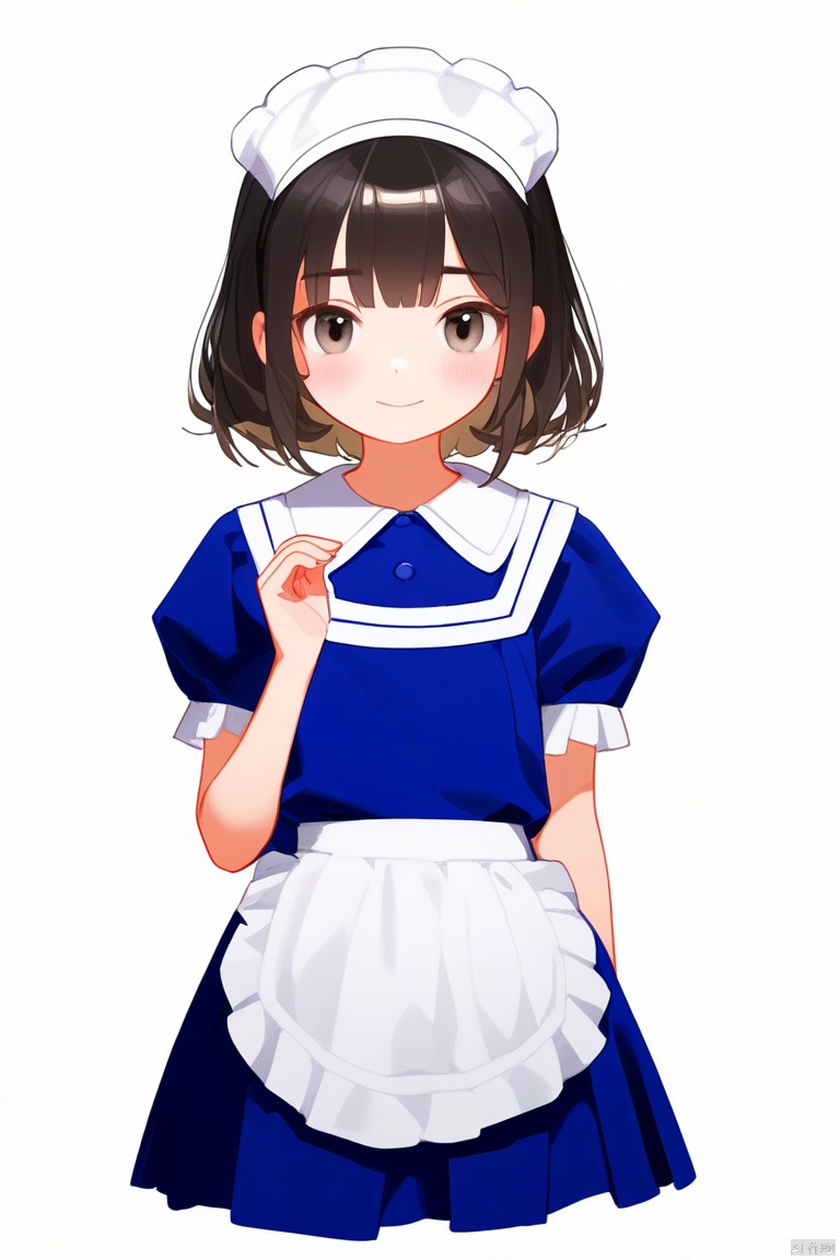 NAI3 ,  1girl, maid apron, solo, flat color, best quality, simple background, 
