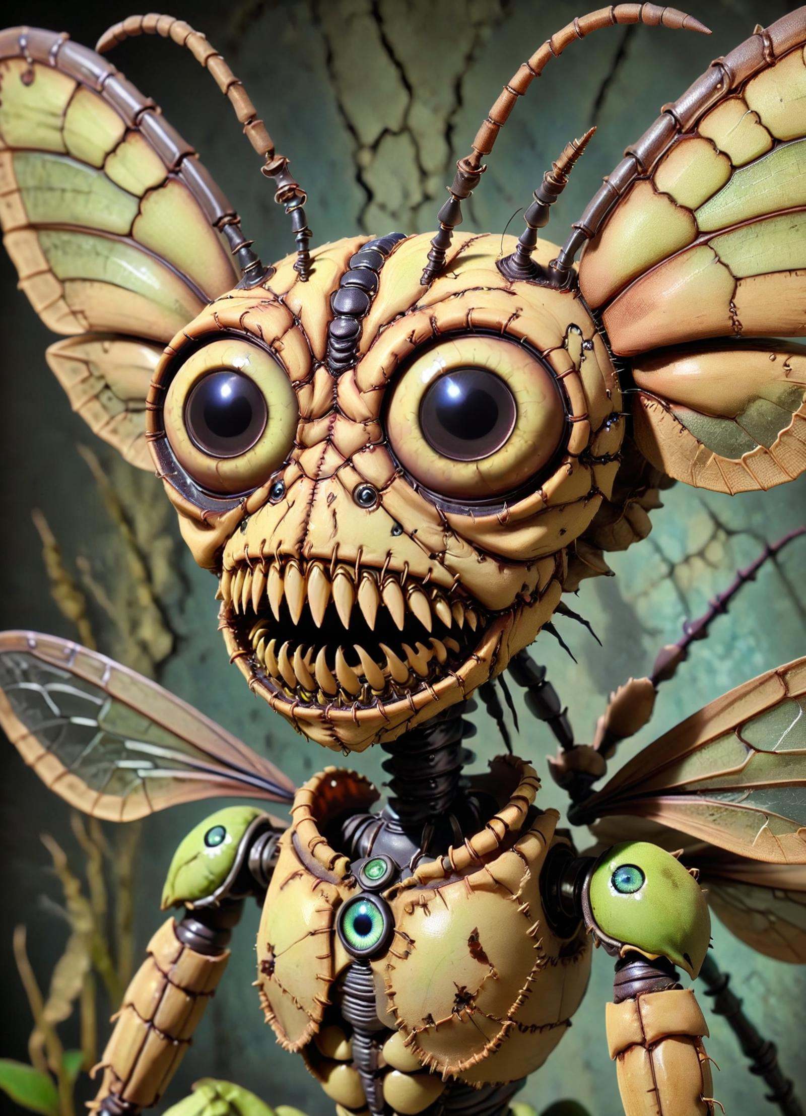DonMCr33pyD0115XL female insectoid specie- insect-like being with segmented exoskeletons,  multifaceted eyes,  and antenna...