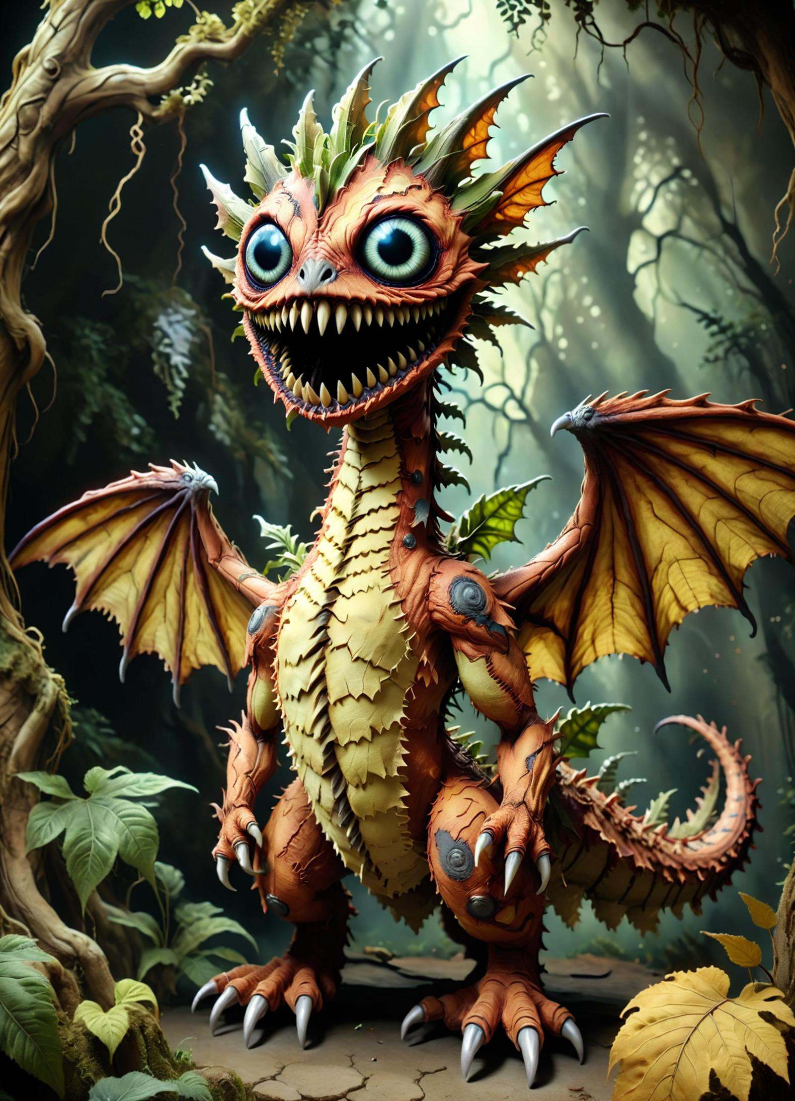 DonMCr33pyD0115XL a otherworldly radiant plant arboreal Glavenus wyvern,  earth skin,  frills on Tensor.Art
