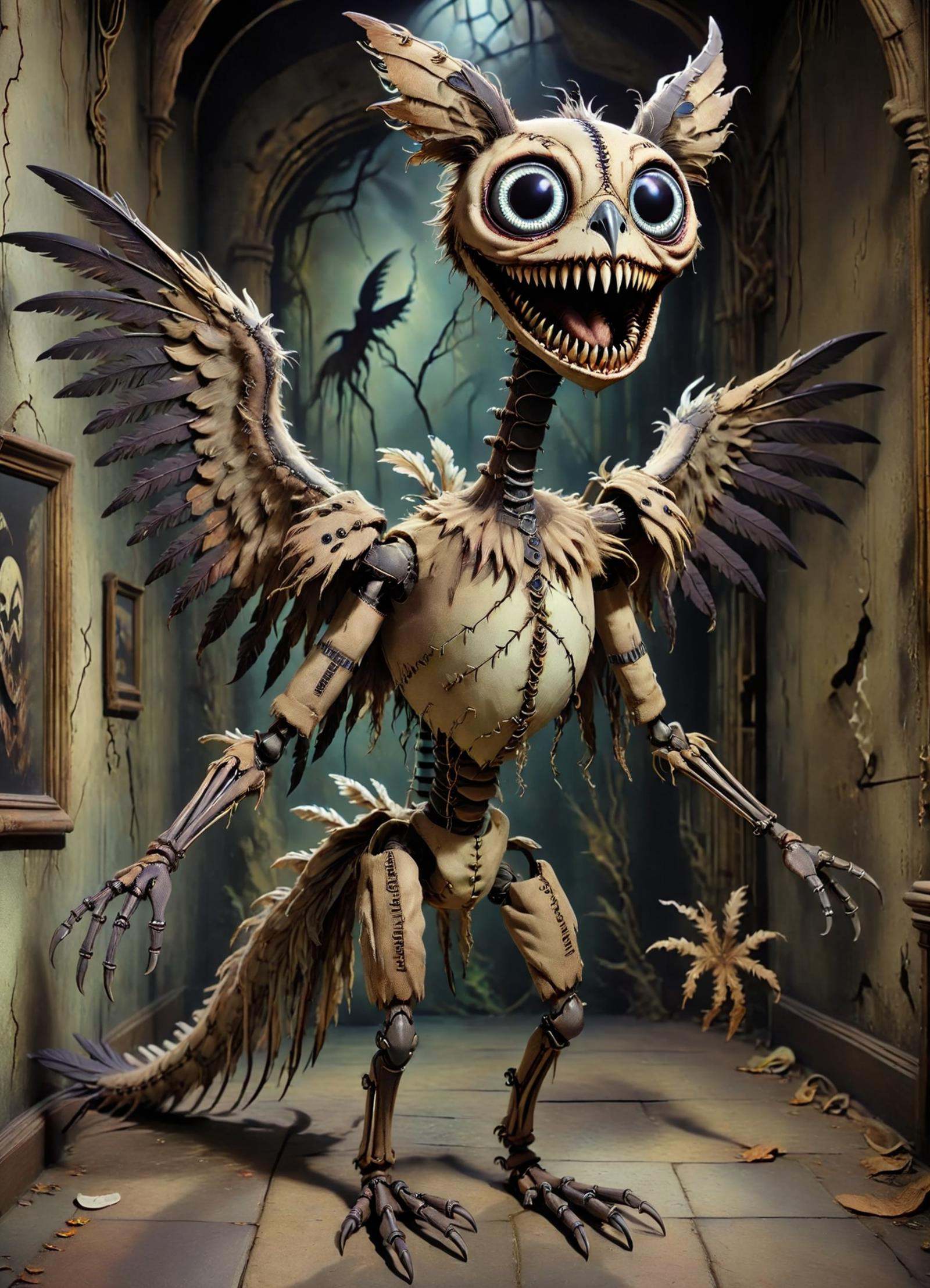 DonMCr33pyD0115XL large elongated augmented ethereal avian individual,  five-fingered hands,  single-tailed on Tensor.Art