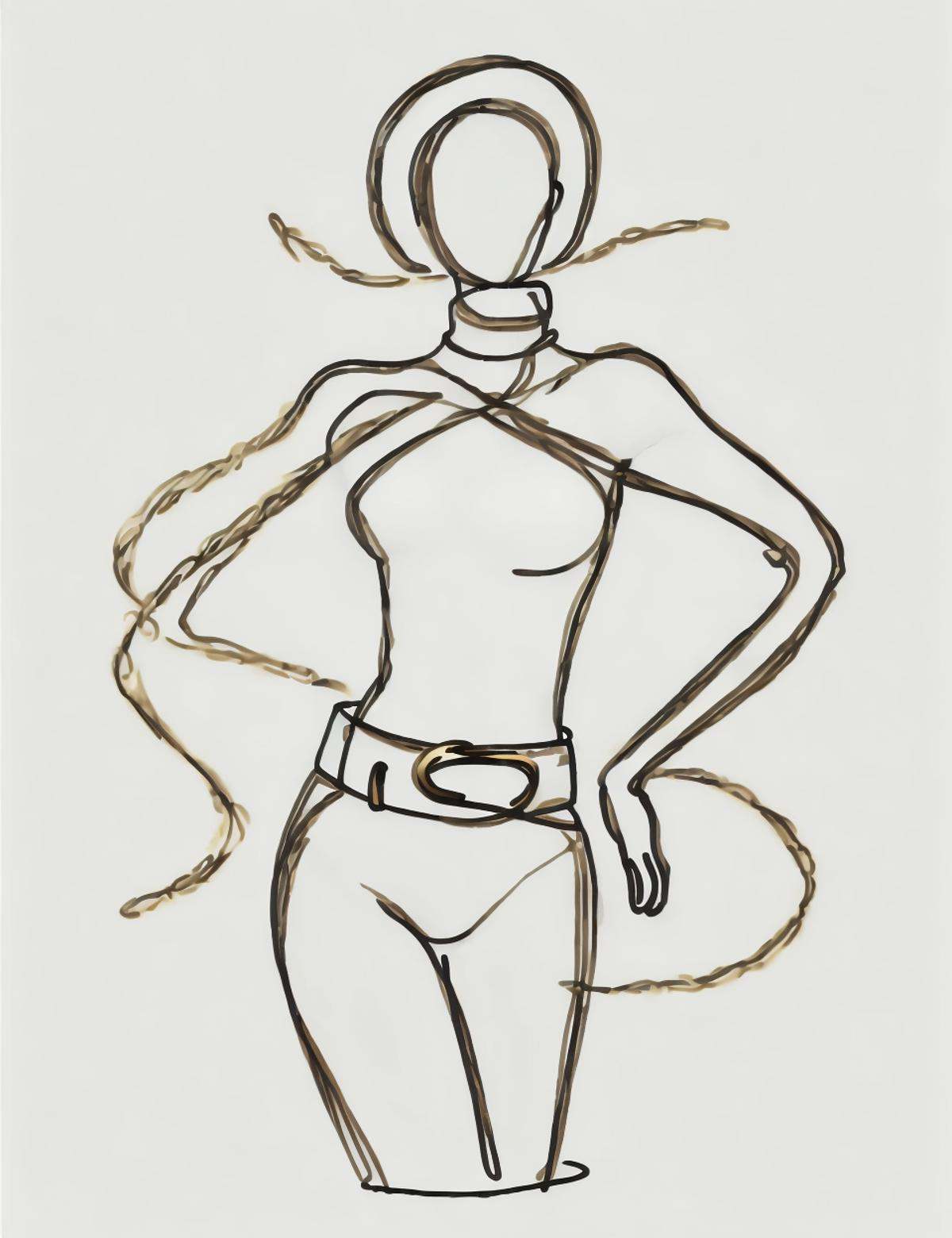 DonM0n3L1n3 one line drawing,  constricting lower body clothing,  thermal-regulating fleece on Tensor.Art