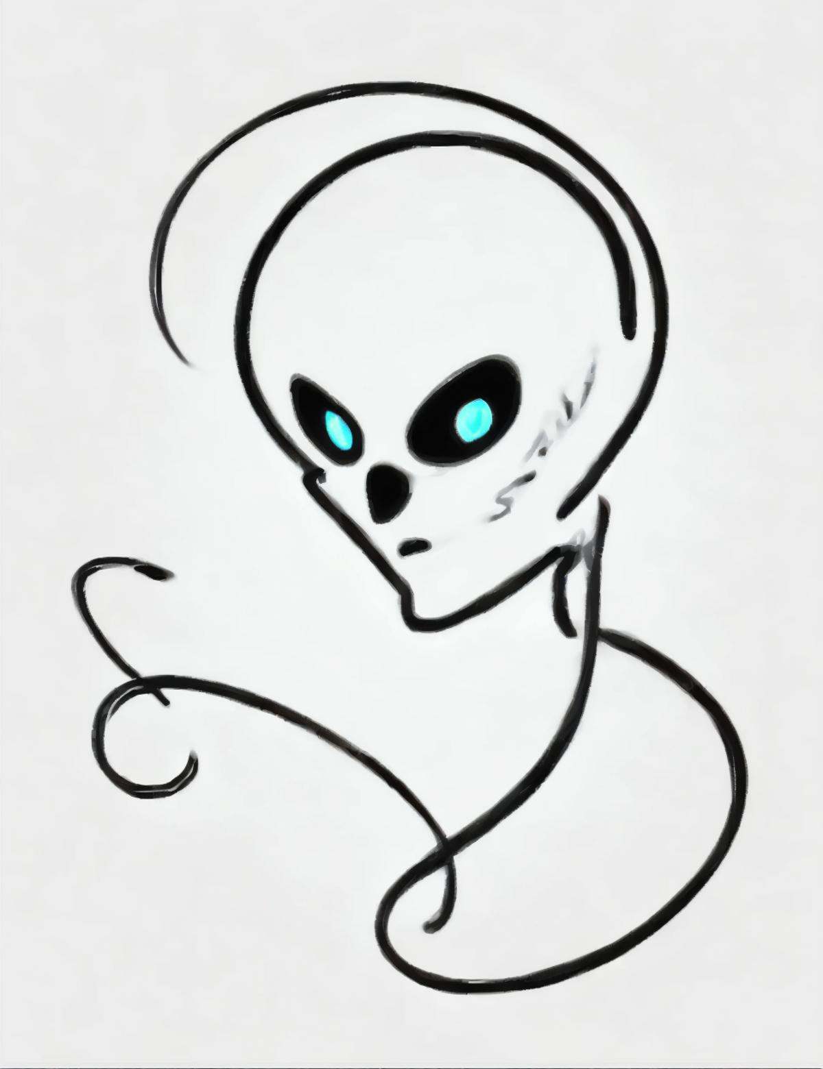DonM0n3L1n3 one line drawing, demon, ghostly spectral entity, shadowy, ethereal, shrouded tattered appearance, glowing eye sockets,  spectral, haunting otherworldly presence, inexplicable,wildfire,explosive,tender,teeming,healing environment  <lora:DonM0n3L1n3:0.8>