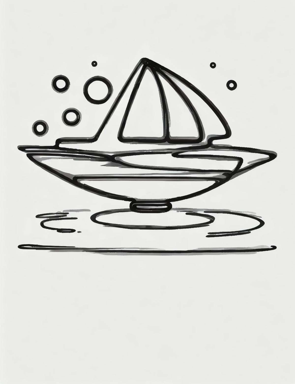 DonM0n3L1n3 one line drawing, scifi large disc-shaped frigate, chemical rockets, organic material,  heat-resistant coatings,portholes,radar  <lora:DonM0n3L1n3:0.8>