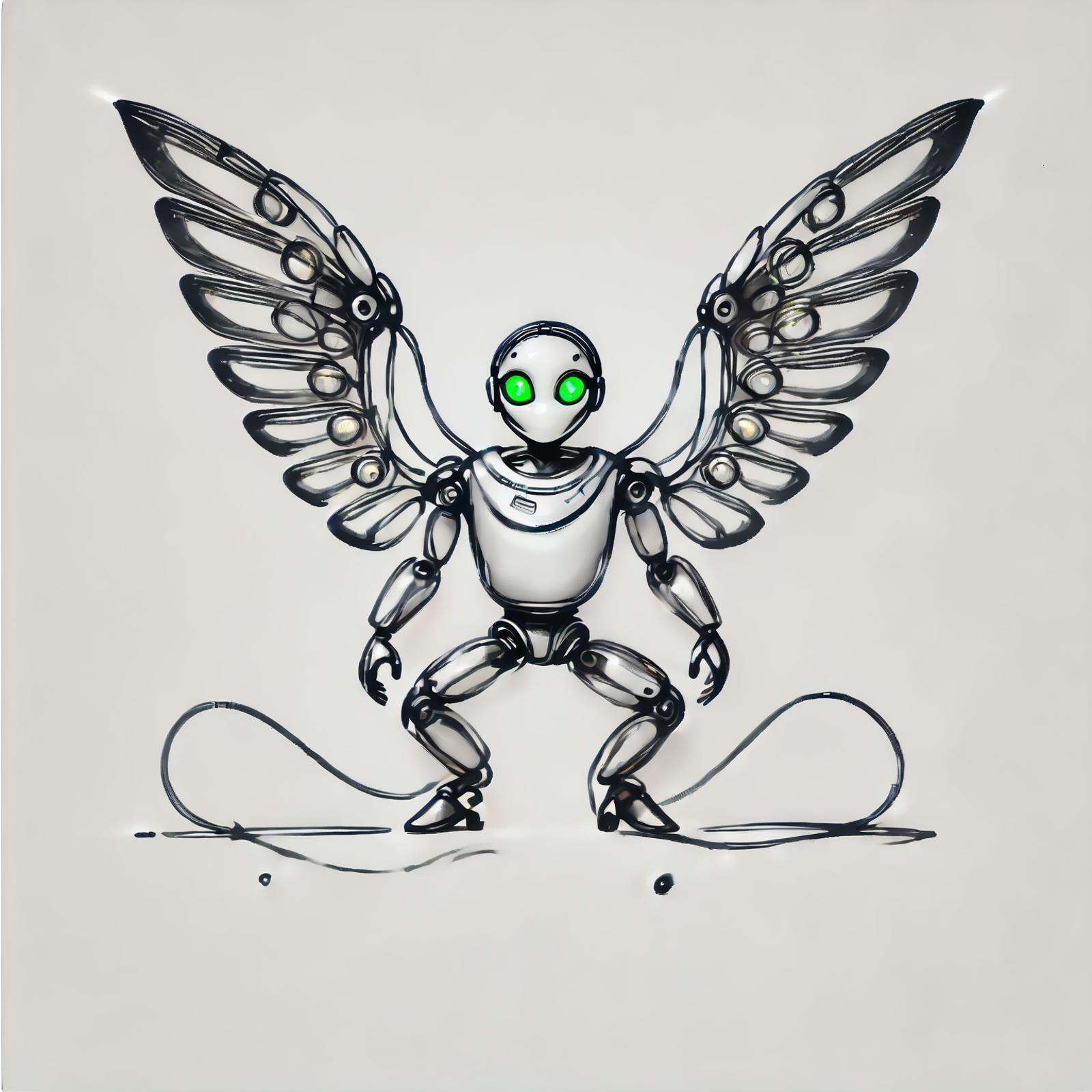DonM0n3L1n3XL one line drawing, score_9, score_8_up, score_7_up, score_6_up,  female virtual reality programmer,  midlife, slinky, native american, green eyes,   narrow chin, round jaw, angular cheeks, uneven forehead, round face shape, unconventional piercings,  , light chestnut box braids hair, disappointment, holding futuristic weaponry with a bold stance., time-stream wings- glitching wings with chrono-energy veins, fluttering in and out of times flow. wearing  graphene harem pants,  bionic bodysuit, cybernetic heels,  , holding an ancient artifact with reverence and awe., extraterrestrial threat monitoring station, quantum-infused artificial intelligence, bioluminescent jellyfish, floodlights , rating_safe  <lora:DonM0n3L1n3XL-pony:1>
