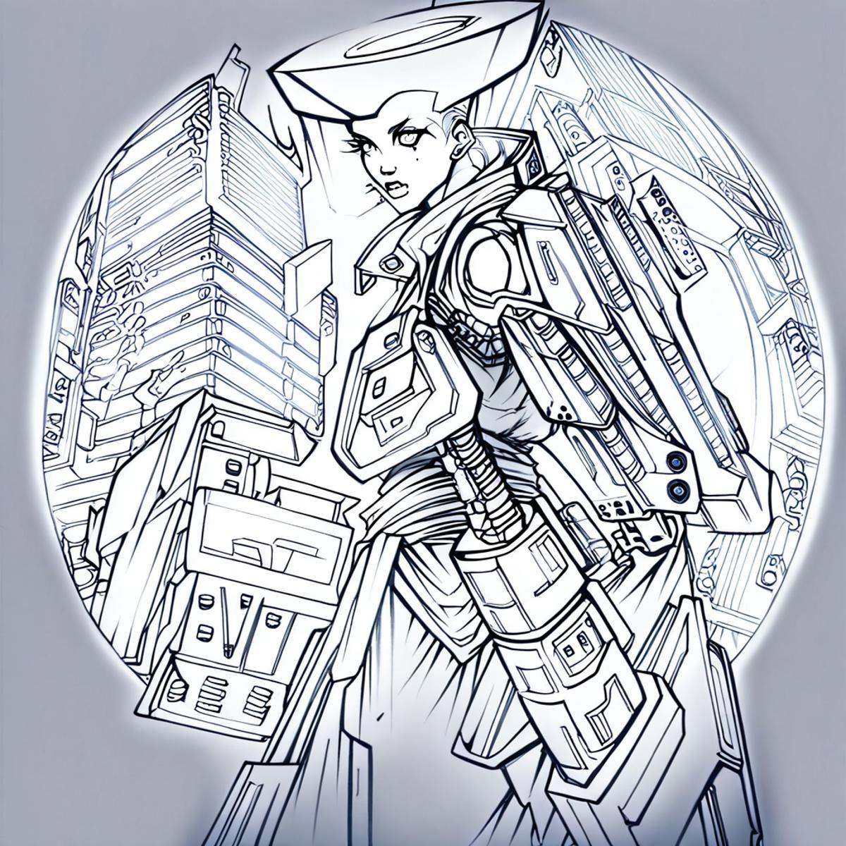 ninja,  techwear fashion cybernetic robot Futurcouture,  geometric on Tensor.Art