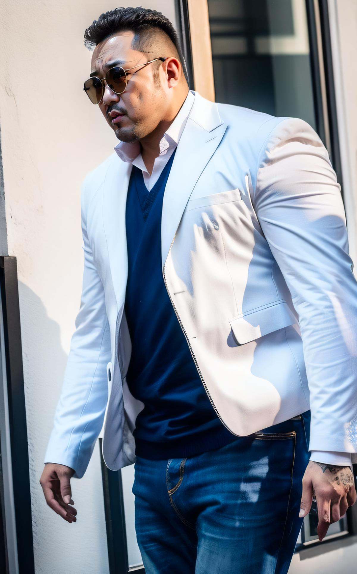 muscular male,  sunglasses ,  denim jeans on Tensor.Art