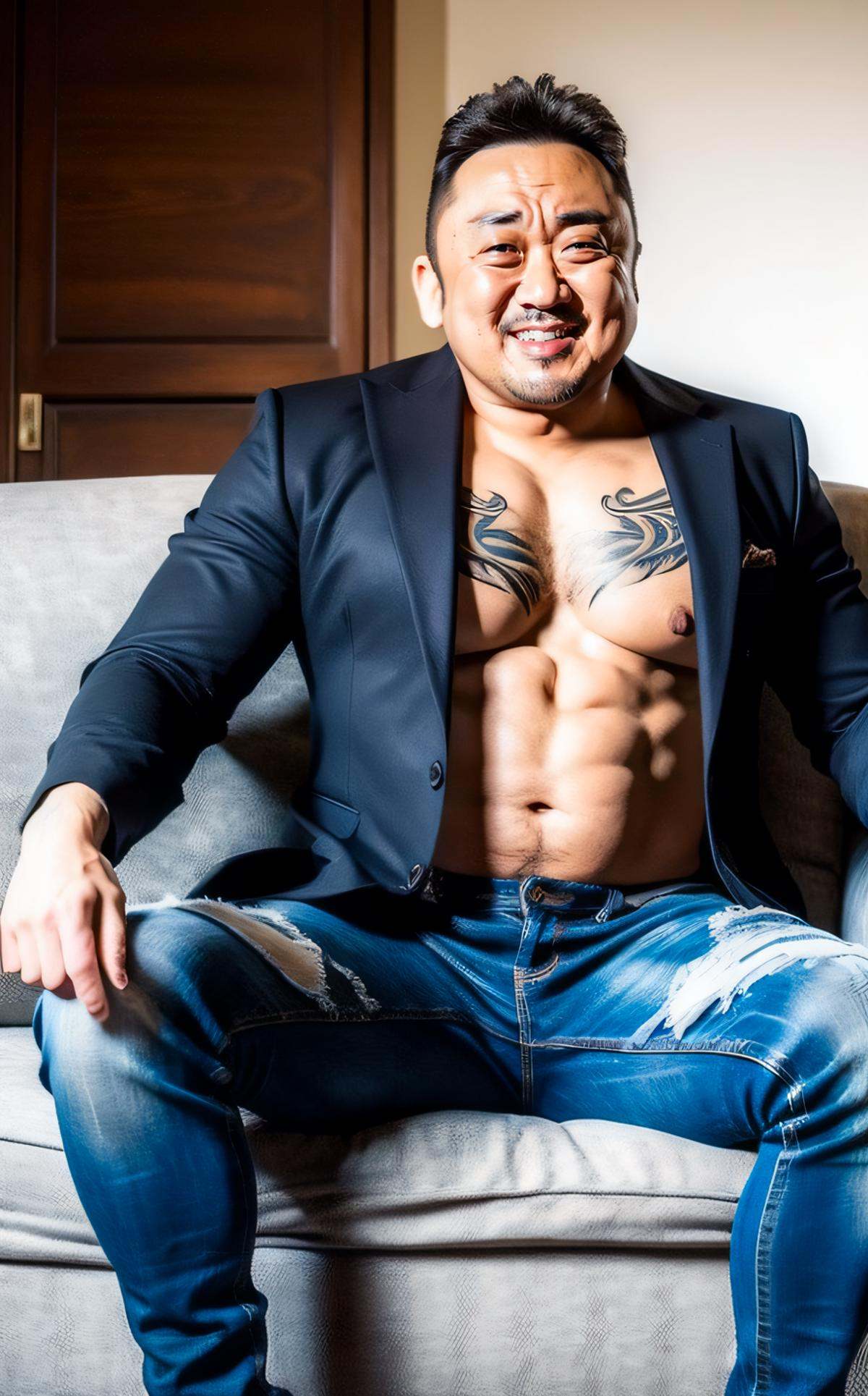 muscular male,  ,  denim jeans on Tensor.Art