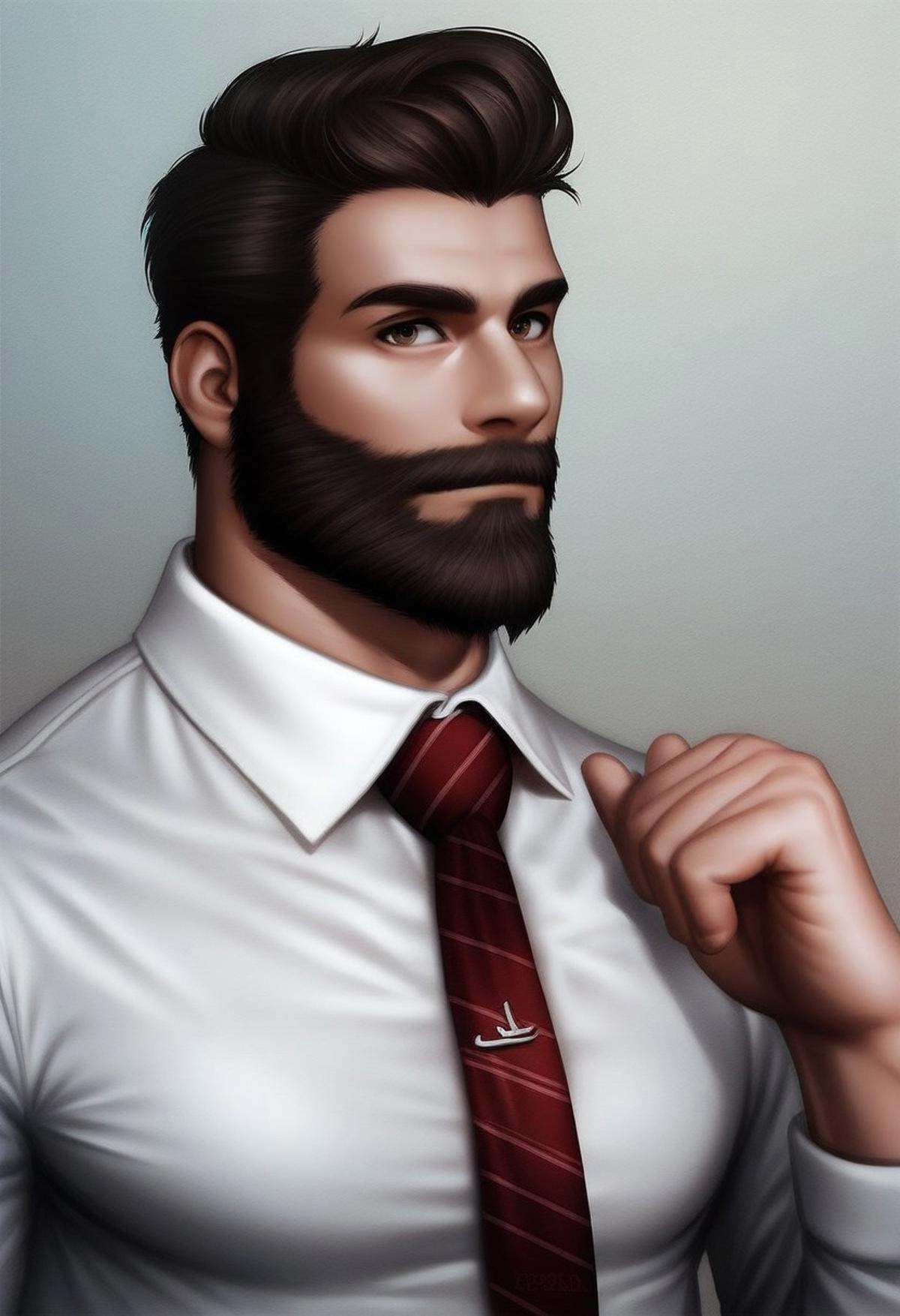 1boy,  beard,  facial hair on Tensor.Art