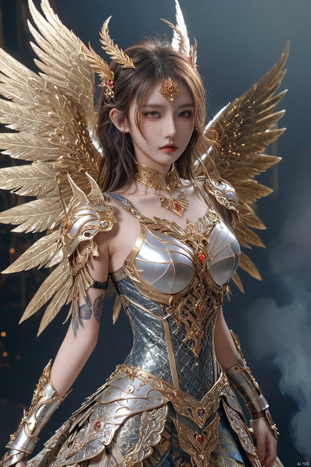 (,emitting a sense of arrogance:0.83),insanely detailed,a lot of details,a female [,banshee|,TROLL] girl ,composed of {0Objects},demon wings,ornate armor,decorated with gorgeous patterns and beautiful tattoo,subtle shadows,iridescent gold,cinematic light,sharp focus,[,short dress|,sheath dress |,Hip wrap skirt],detailed beautiful heart-shaped face,ultra detailed,fine details,extremely detailed,surrealism detail,[k-pop], hubg_beauty_girl,hubg\(mecha_girl)\