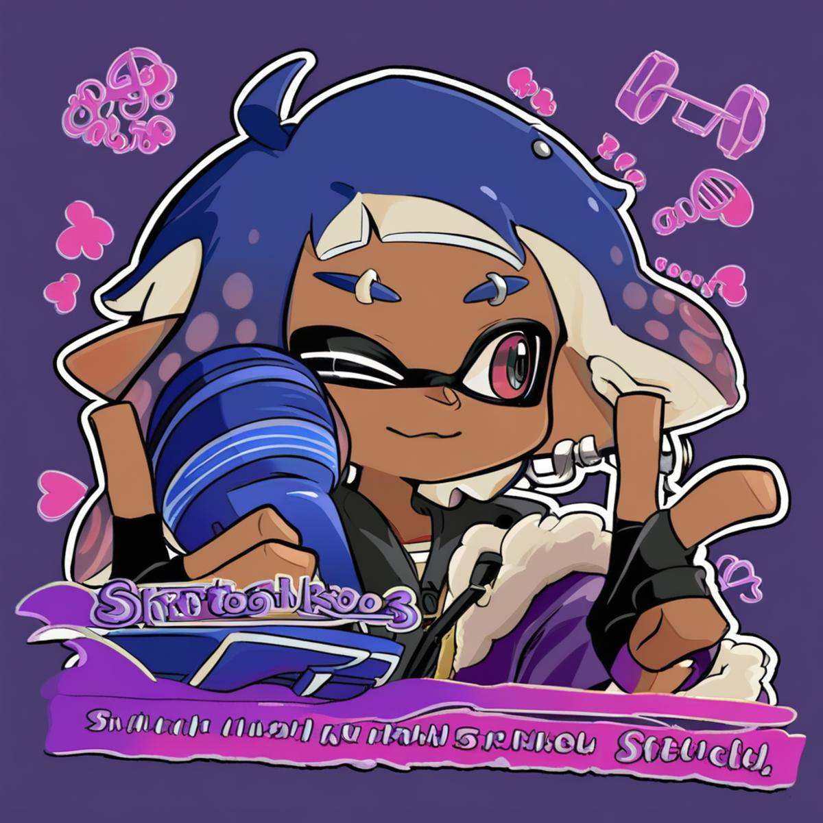 inkling boy,  english text,  ear piercing on Tensor.Art