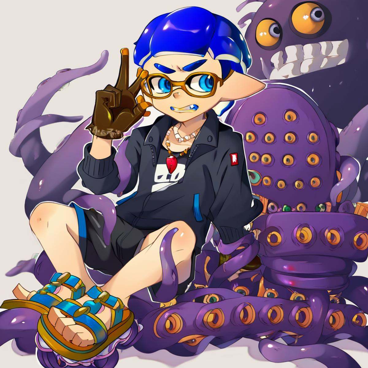 inkling boy,  fang,  gloves on Tensor.Art