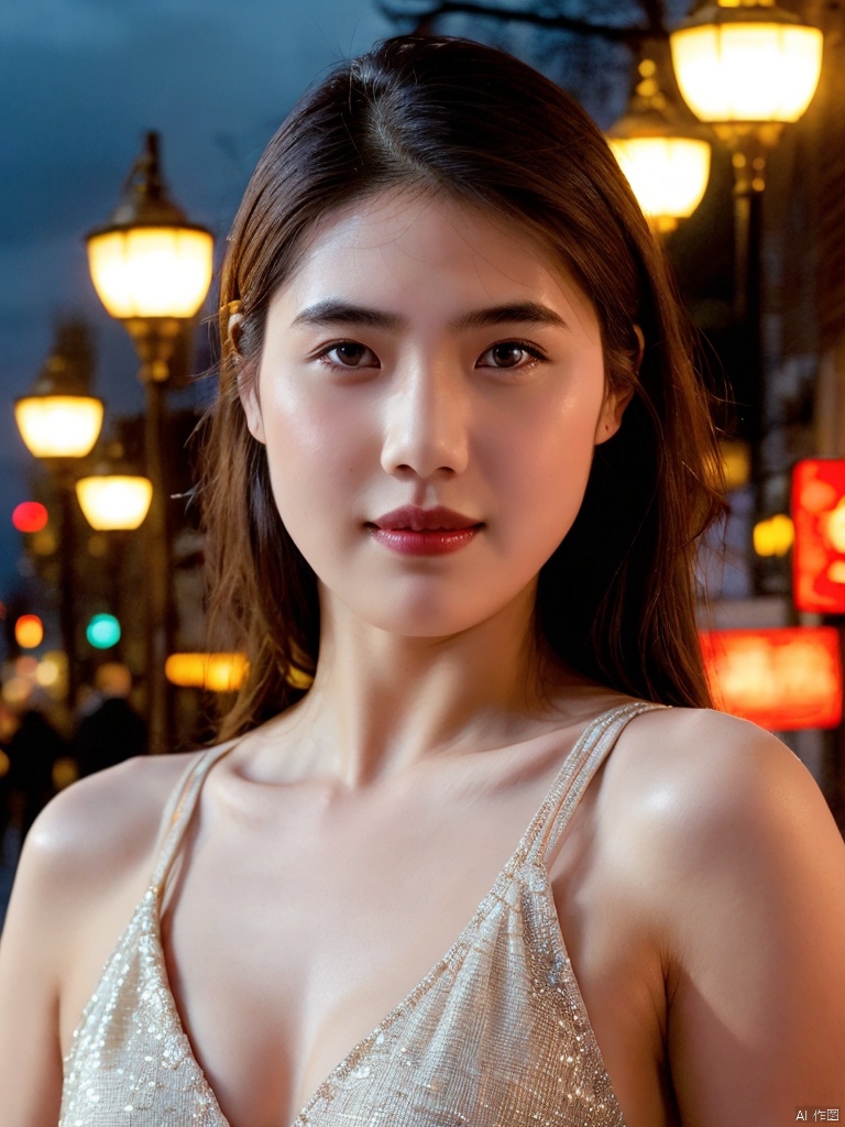  (RAW photo, 4k, realistic, exquisitely detailed skin),masterpiece,best quality,unity 8k wallpaper,ultra detailed,cinematic look,natural skin texture,extremely realistic skin texture,finely detailed face,(film grain:1.2),cinematic angle,Fujifilm XT3,,(highlydetailed),(night scene),(street corner),(1girl),(detailed lighting),(contrast),(mysterious atmosphere),,vivid illumination,,masterful technique,,harmonious composition,,immersive atmosphere,,stunning visuals,