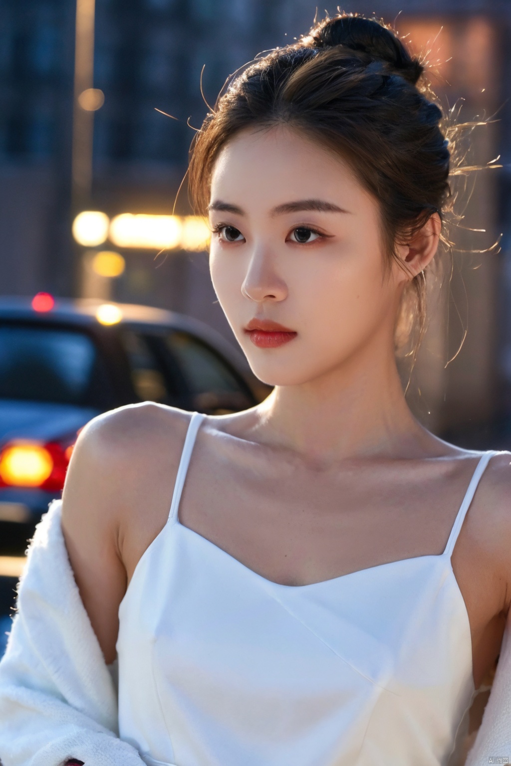  (RAW photo, 4k, realistic, exquisitely detailed skin),masterpiece,best quality,unity 8k wallpaper,ultra detailed,cinematic look,natural skin texture,extremely realistic skin texture,finely detailed face,(film grain:1.2),cinematic angle,Fujifilm XT3,,(highlydetailed),(night scene),(street corner),(1girl),(detailed lighting),(contrast),(mysterious atmosphere),,vivid illumination,,masterful technique,,harmonious composition,,immersive atmosphere,,stunning visuals,