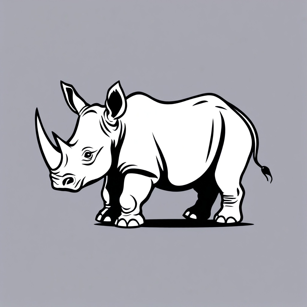 vector graphic logo of baby rhino,simple minimal --no realistic photo details