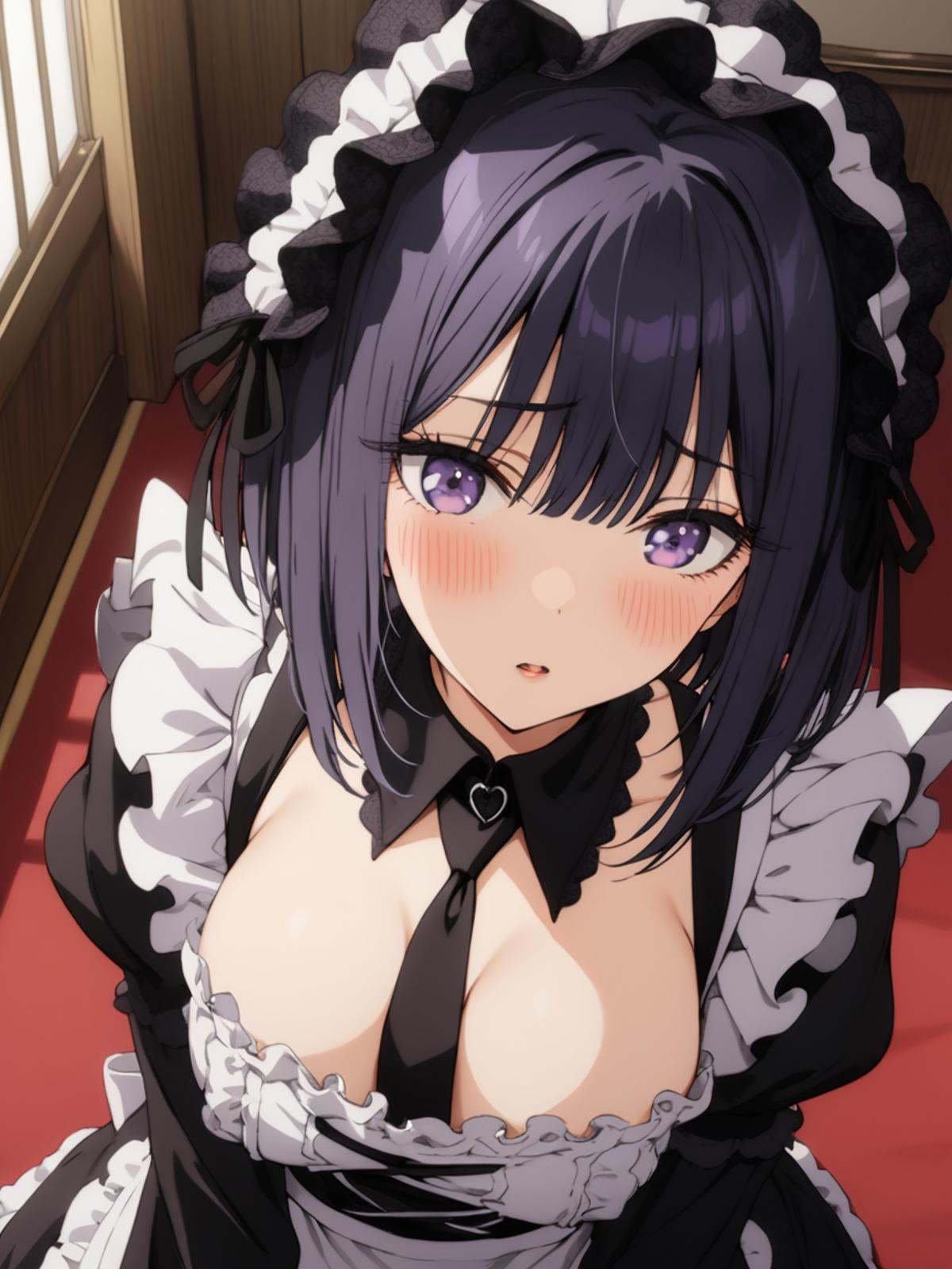 cozy room,  lacemaid cosplay,  purple eyes on Tensor.Art