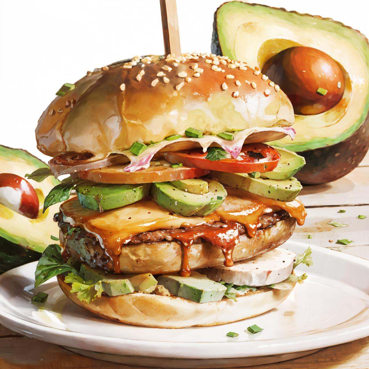 hamburger with avocado,  (avocado: 1.2) on Tensor.Art