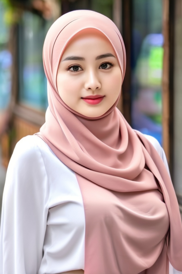 masterpiece, full body, dynamic pose, cinematic scene, photography, young, realistic, Indonesian girl, beautiful, fair skin, big breast, Hijab, pouting, cute, HDR, RAW Photo, indoface 