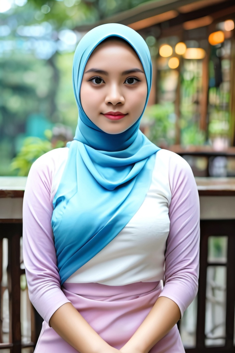 masterpiece, full body, dynamic pose, cinematic scene, photography, young, realistic, Indonesian girl, beautiful, fair skin, big breast, Hijab, pouting, cute, HDR, RAW Photo, indoface 