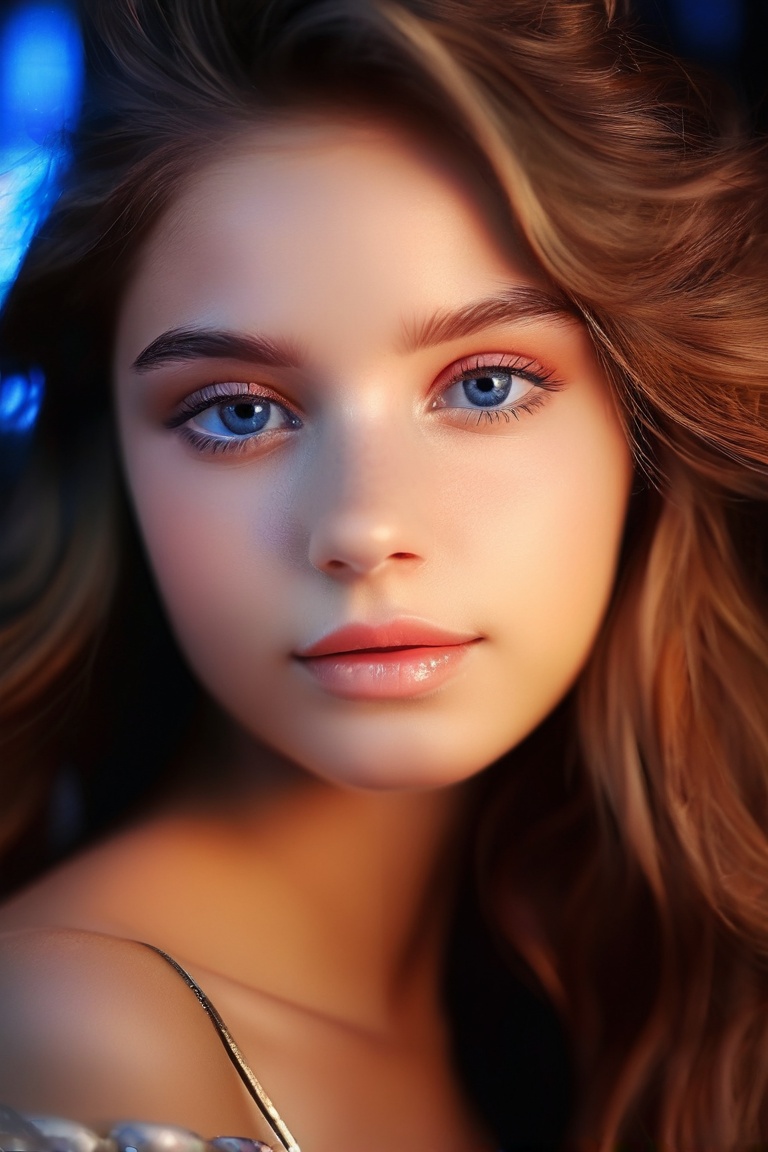 16 years old beauty close-up portrait photo, makeup, 8k uhd, high quality, dramatic, cinematic