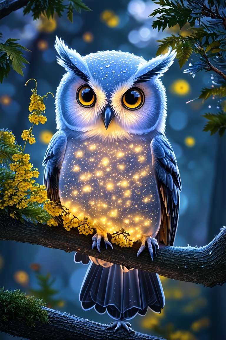 glittering night,  cuteness overload,  forest background on Tensor.Art