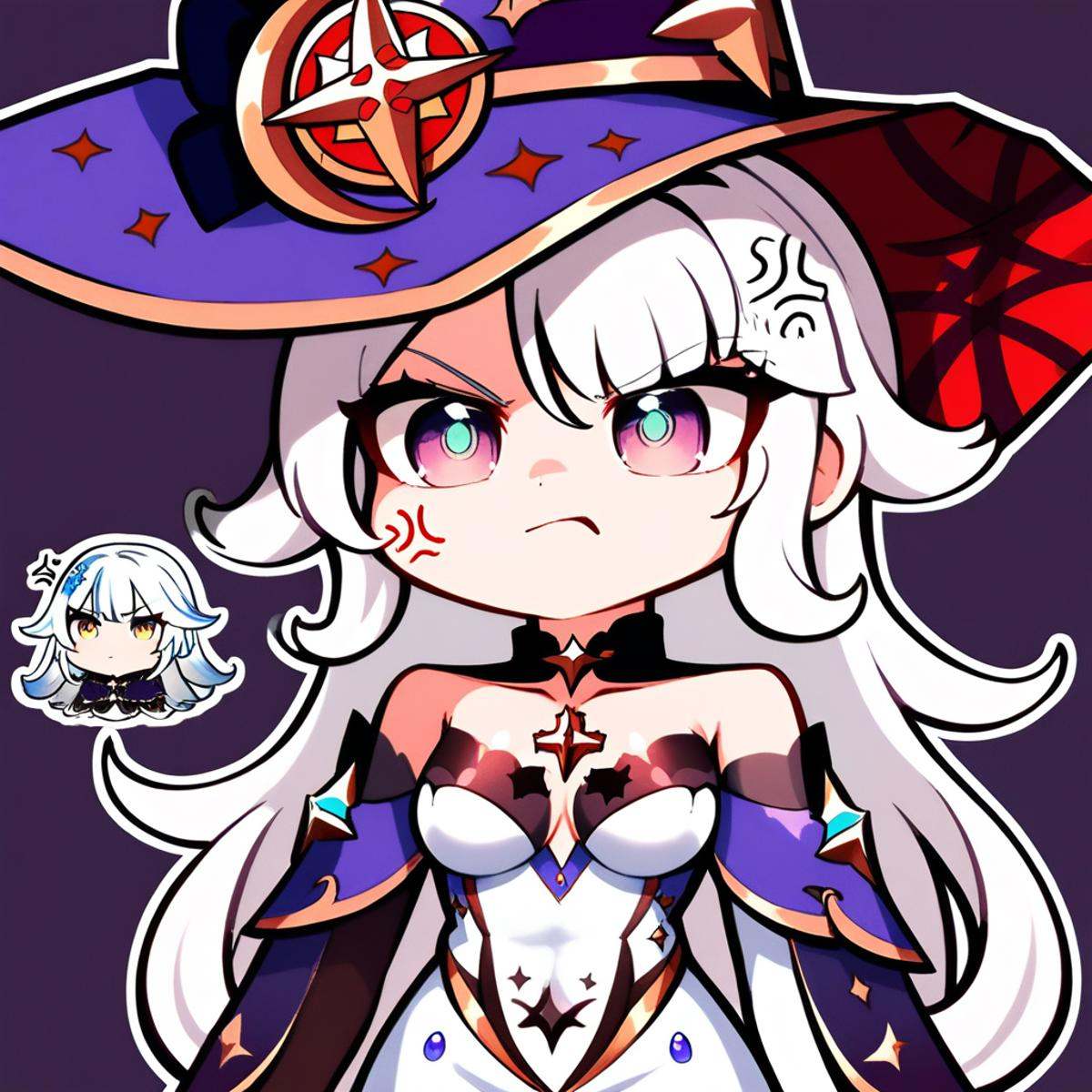 anger vein,  purple eyes,  white dress on Tensor.Art
