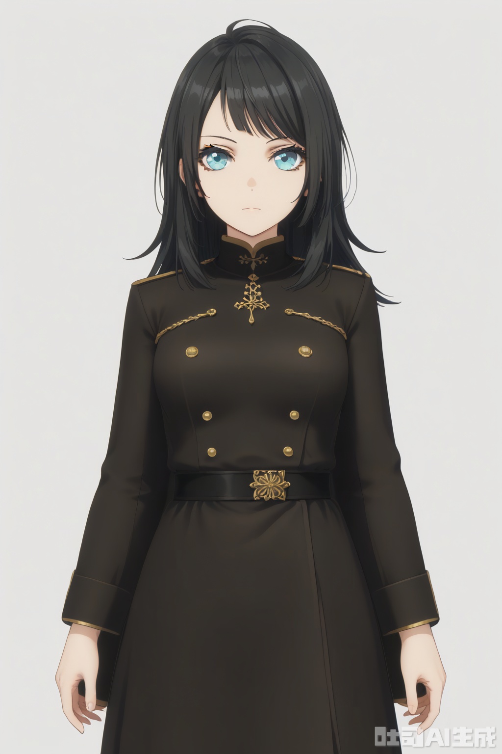 masterpiece, best quality,solo,((white background:1.2)),simple background,
looking at viewer,umirin,black hair,blue eyes